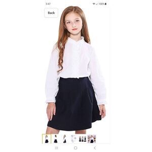 New Girls 9-10 Years White Ruffle Button Shirt Cotton Long Sleeve Blouse Top